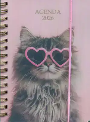 Agenda 2026 A6 spiraal kat met zonnebril