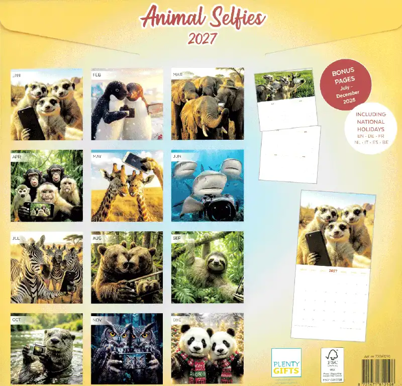Kalender 2027: animal selfies
