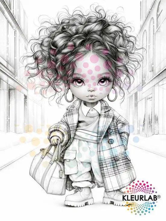 Kleurlab Chibi Girls Winter Fashoin Vibes Kleurboek voor Volwassenen