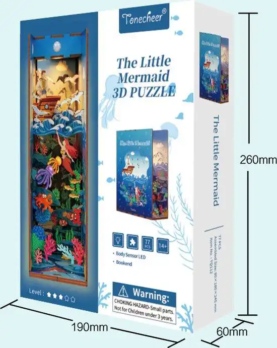 Tonecheer DIY Book Nook The Little Mermaid Bookend