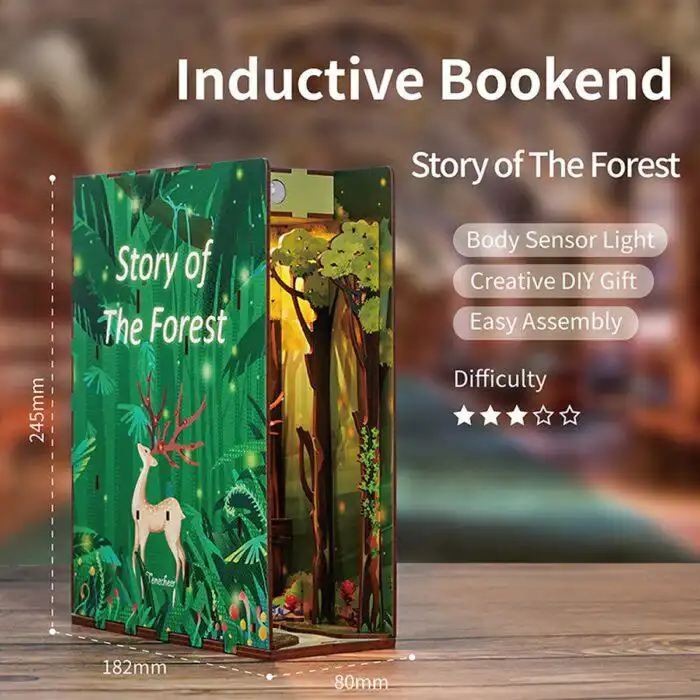 Tonecheer DIY Book Nook Story of The Forest Bookend