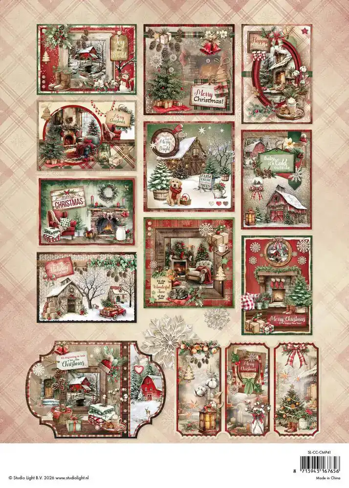 Studio Light Cottage Christmas Card Making Pad 210x294x5mm