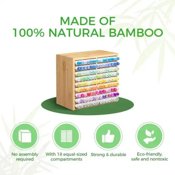 Ohuhu Bamboo Marker Organizer voor 126 markers (zonder markers)