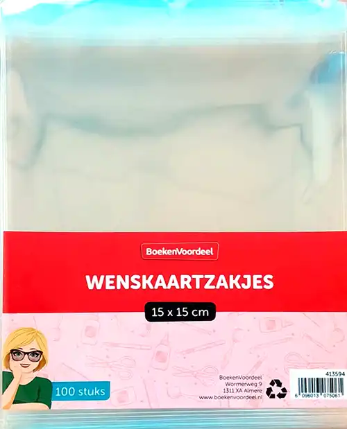 Wenskaartzakjes vierkant - 100 stuks