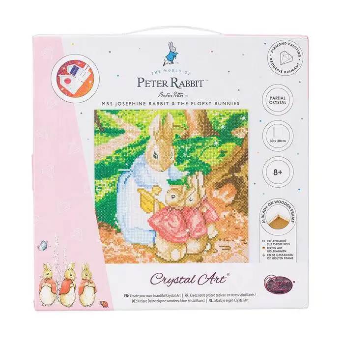 Crystal Art Kit 30x30cm Peter Rabbit Flopsy Bunnies <br>