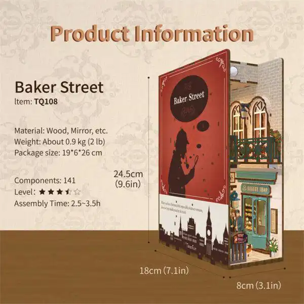 Tonecheer DIY Book Nook Baker Street Bookend