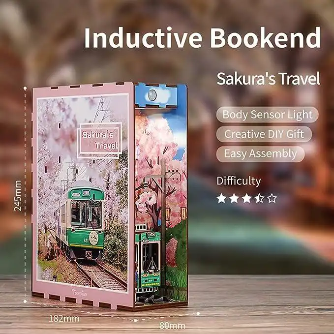 Tonecheer DIY Book Nook Sakura’s Travel Bookend