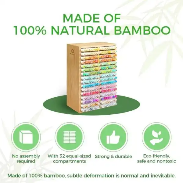 Ohuhu Bamboo Marker Organizer voor 224 markers (zonder markers)