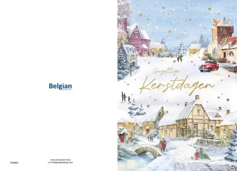 Kerstkaart 2025 fijne feestdagen dorp/ prettige kerstdagen dorp