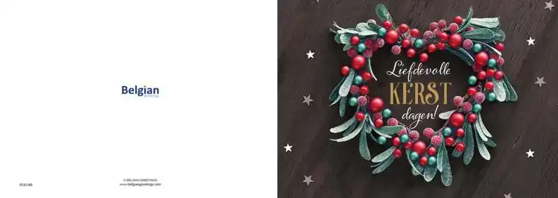 Kerstkaart 2025 kerstdagen zwart takjes en ballen/ kerst hartjeskrans