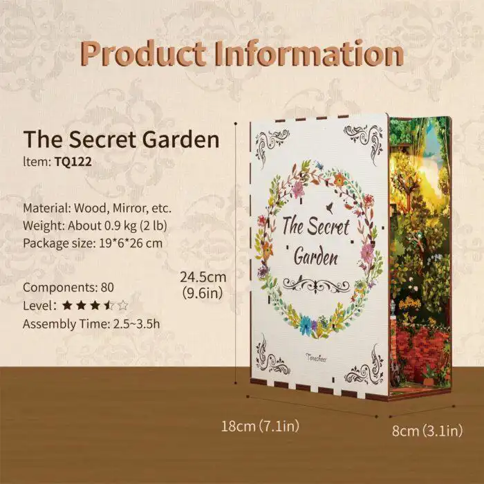Tonecheer DIY Book Nook The Secret Garden Bookend