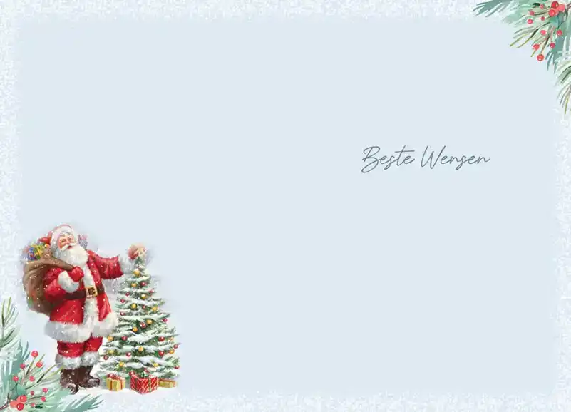 Kerstkaart 2025 feestdagen sneeuwpop/ kerstdagen kerstman in slee