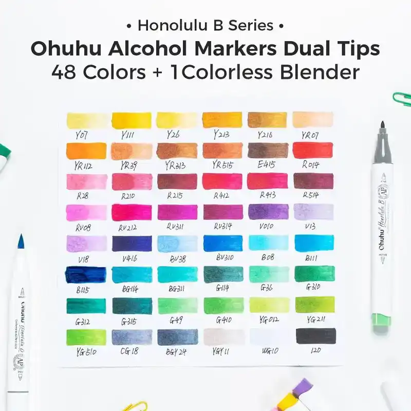Ohuhu Honolulu B48 Colors Alcohol Marker Dual Tip Set
