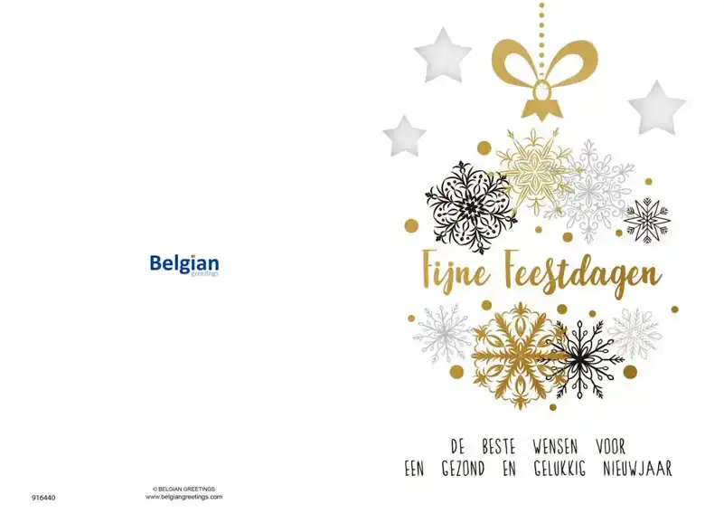 Kerstkaart 2025 feestdagen wit zwart goud/ kerst boom tekst
