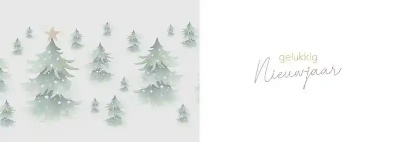 Kerstkaart 2025 kerstdagen goud groen/ wit groen