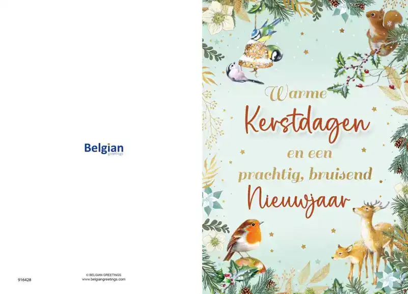 Kerstkaart 2025 warme kerstdagen dieren/ gezellige kerstdagen dieren