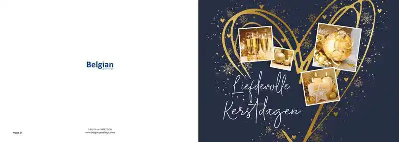 Kerstkaart 2025 kerstdagen 4 afbeeldingen blauw en groen