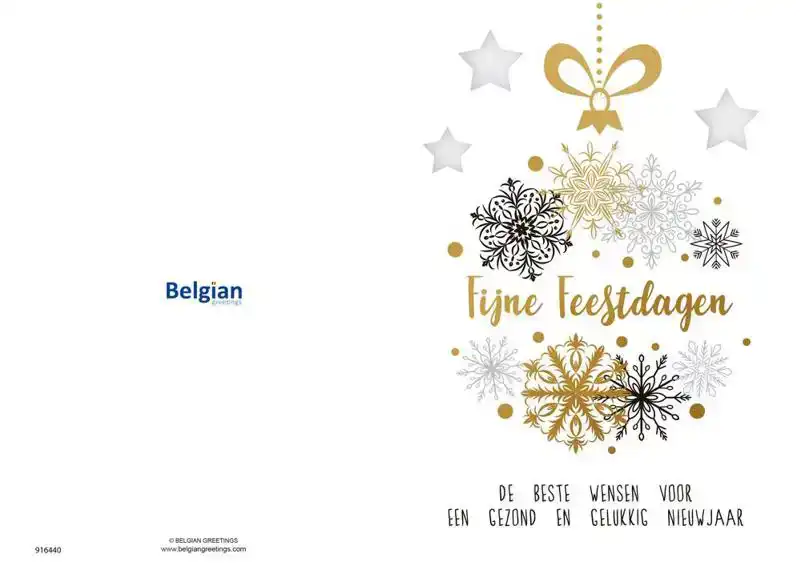Kerstkaart 2025 feestdagen wit zwart goud/ kerst boom tekst