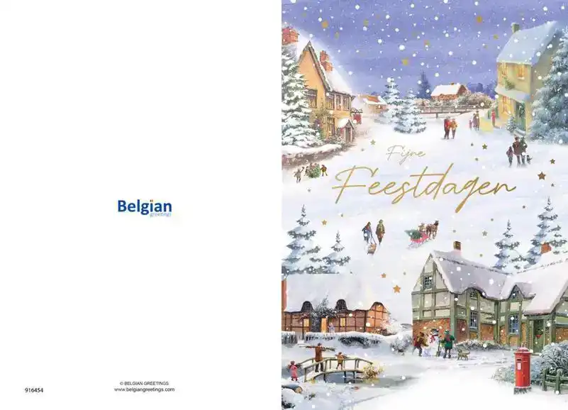 Kerstkaart 2025 fijne feestdagen dorp/ prettige kerstdagen dorp