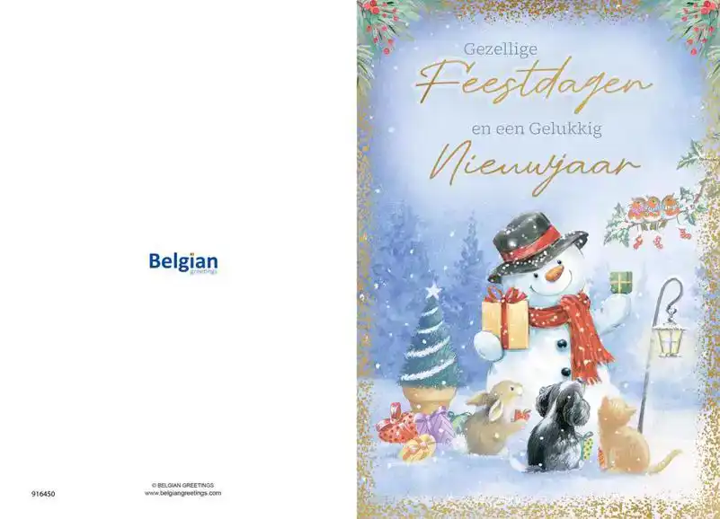 Kerstkaart 2025 feestdagen sneeuwpop/ kerstdagen kerstman in slee