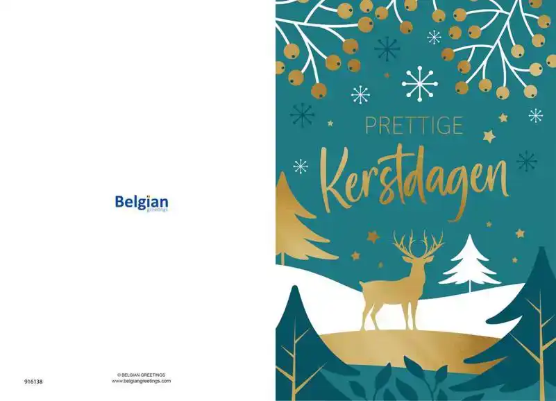 Kerstkaart 2025 Kerstdagen getekend groen goud