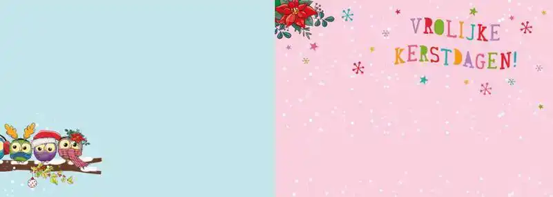 Kerstkaart 2025 uiltjes op een tak