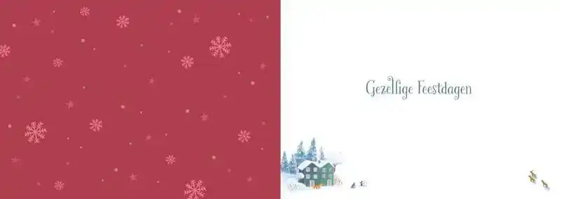 Kerstkaart 2025 kerstdagen getekend kerstdorp