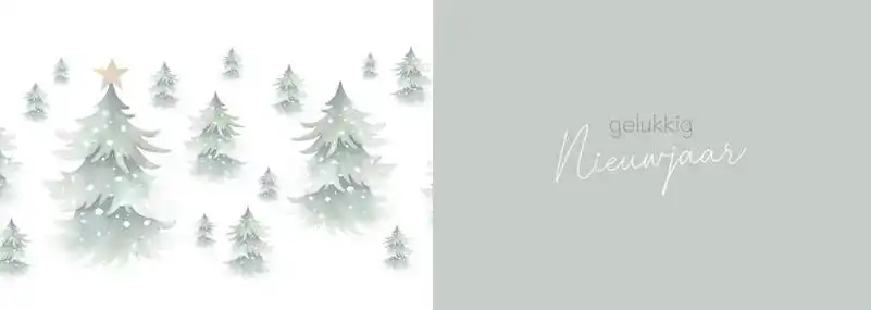 Kerstkaart 2025 kerstdagen goud groen/ wit groen